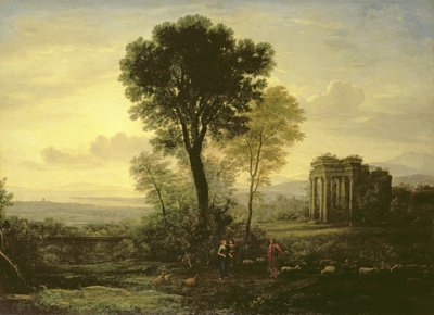 Morgen (Landschaft mit Jakob, Rachel und Leah am Brunnen), 1666 von Claude Lorrain